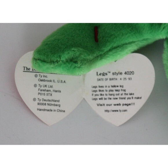 3 Set Ty 1993 Teenie Beanie Babies Legs Frog Speedy Turtle 3rd Gen 4020 4030 - Picture 10 of 11